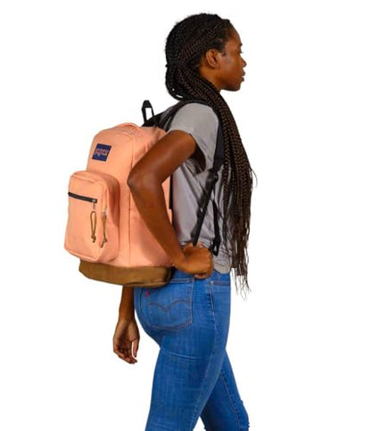 JanSport Right Pack Backpack - Durable Daypack with Padded 15" Laptop Sleeve, Spacious Main Compartment & Integrated Water Bottle Pocket - Peach Neon - color: Peach Neon