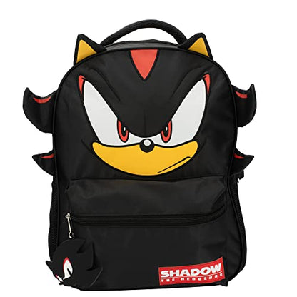 AI ACCESSORY INNOVATIONS Sonic The Hedgehog Backpack for Boys & Girls, Shadow 16 Inch Schoolbag with 3D Features, Durable School Bag for Kids - style: Black Shadow