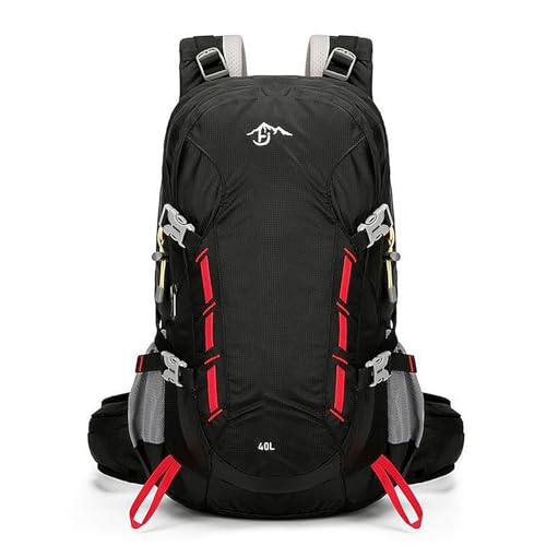 Long Keeper 40L Hiking Backpack Camping Daypack with Waterproof Rain Cover Lightweight Outdoor Sport Travel Backpack Rucksack (Black) - color: Black