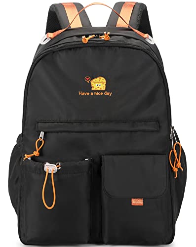 Lanola Teen Girl School Backpack Casual Daypack Bookbag Elementary College Travel Backpack with Cute Ribbon for Girls - color: Cheese-black