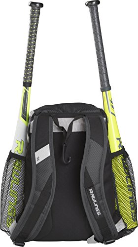 Rawlings | R400 Baseball & Softball Backpack Equipment Bag | T-Ball / Rec / Travel | Multiple Colors - color: Black