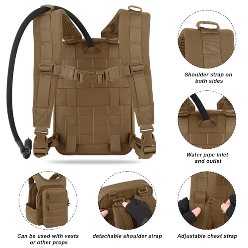 PETAC GEAR Tactical Molle Hydration Pack for 1.5L - Lightweight Water Reservoir Bag for Molle Vest Backpack, for Hiking, Hunting - style: Cb No Bladder