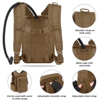 PETAC GEAR Tactical Molle Hydration Pack for 1.5L - Lightweight Water Reservoir Bag for Molle Vest Backpack, for Hiking, Hunting - style: Cb No Bladder