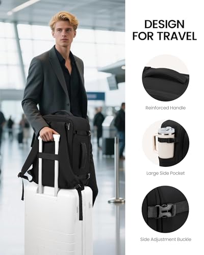LOVEVOOK Travel Backpack for Women Men with Garment Bag, 40L Carry on Backpack as TSA Personal Item Flight Approved, Luggage Daypack Fits 17.3" Laptop, Overnight Business Weekender Travel Essential - color: Black, size: 40L-17.3 Inch-4Pcs