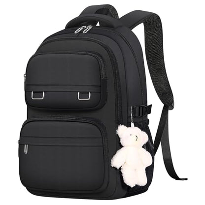 KBTYE School Backpack for Kids Girls Cute Travel Backapck for College Women Men Casual Laptop Bookbag for Teen Student(Black) - color: Black
