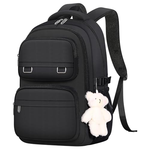 KBTYE School Backpack for Kids Girls Cute Travel Backapck for College Women Men Casual Laptop Bookbag for Teen Student(Black) - color: Black