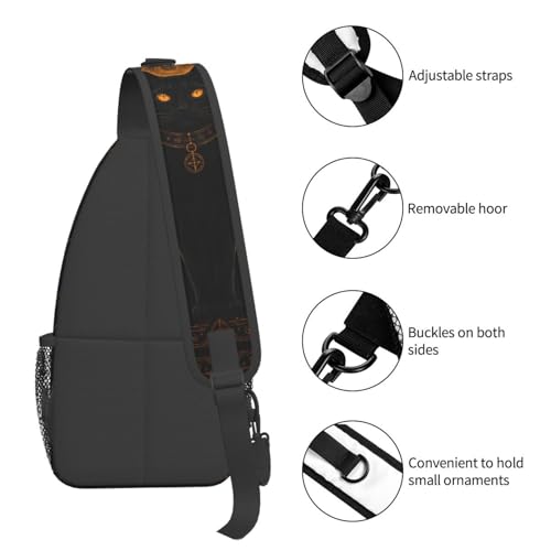 Sling Backpack Unisex Crossbody Chest Bag Shoulder Chest Bag For Women Men Hiking Travel - color: Black Cat