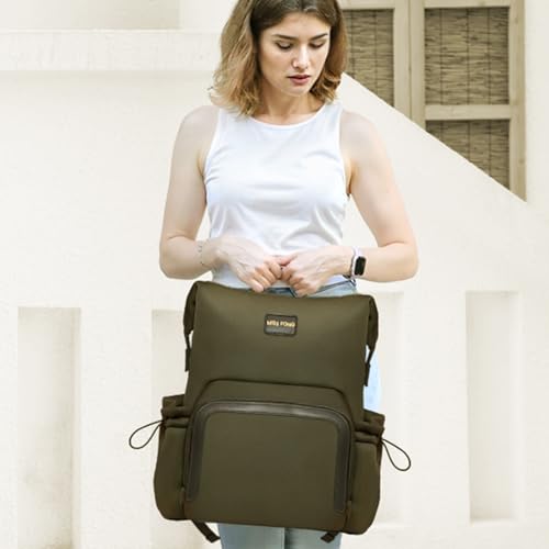 miss fong Diaper Bag Backpack - Baby Diaper Bag Neoprene Bag Large Capacity Neoprene Backpack with Diaper Changing Pad with 12 Pockets Pañaleras Para Bebe Baby Bag for Mom & Dad -Green - color: Green