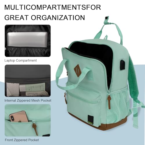 Goloni Small Carry On Travel Backpack with USB Charging Port, Lightweight Water Resistant Mini Carry-on Backpack for Men Women, Compact Personal Everyday Backpack,Green - color: Green