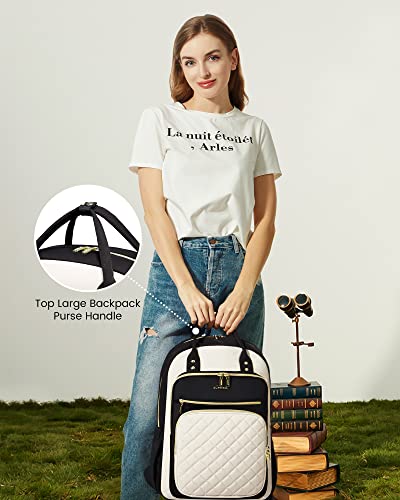 LOVEVOOK Laptop Backpack, Unisex, D-black-beige, 19 x 13.3 x 7.9 in, 1.9 lbs, 30L capacity, 18 pockets, ergonomic shoulder straps, thick EVA foam laptop protection - color: D-black-beige, size: 17-Inch