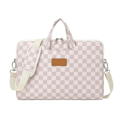 canvaslife Water Neutral Checker Pattern Resistant Laptop Shoulder Messenger Bag for Pro 16 inch and 15.6 inch-16 inch Laptop - color: Neutral Checker