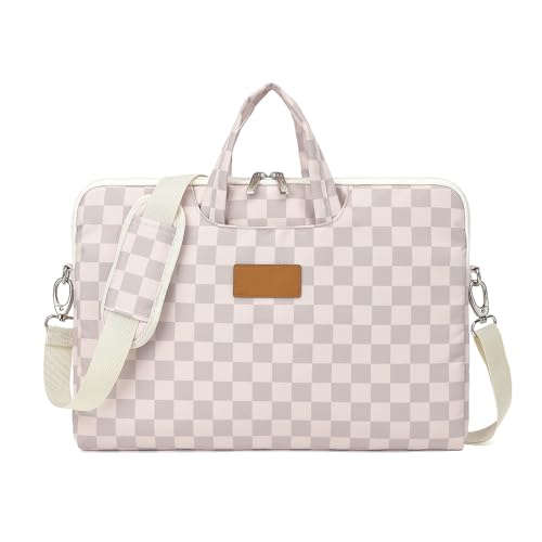canvaslife Water Neutral Checker Pattern Resistant Laptop Shoulder Messenger Bag for Pro 16 inch and 15.6 inch-16 inch Laptop - color: Neutral Checker
