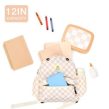 STEAMEDBUN Toddler Backpack Boys Girls 2-4, Preschool Daycare Backpack -12inch - color: Brown Checkerboard, size: Mini-12"H(not fit folder)