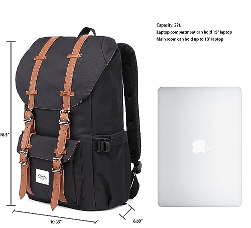 KAUKKO Travel Laptop Backpack Outdoor Rucksack Causal backpack Fits 15.6"(Nylon Black) - color: Nylon Black, size: Large