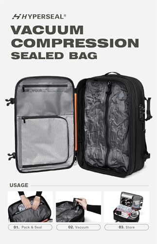 AirVault Vacuum Seal Travel Backpack 60L with Expandable HyperSeal Air Compression Vacuum System Water Resistant TSA Lock (Vacuum Pump Included, Mint Green, 60L) - color: Mint Green