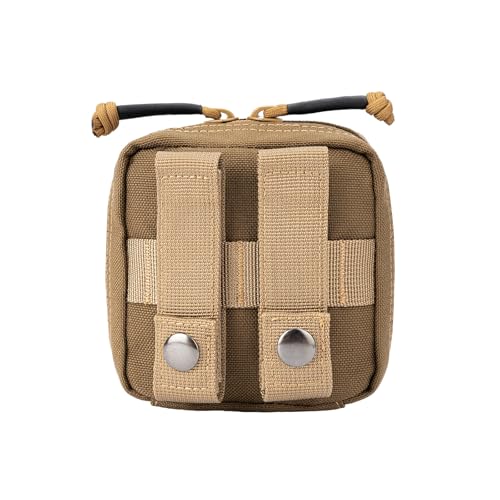 Small MED Kits Holder Duty Belt Gloves Pouch MOLLE Tactical Vest Nasal Spray Case Compact IFAK Carrier Backpack Wallet Cards Knife Gadgets Mini EDC Organizer Bag w/Removeable Clear ID Pocket - color: Coyote Brown