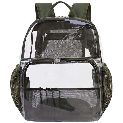 Clear Backpacks for School,18'' Large Clear Backpack Heavy Duty Clear Backpack See Through Backpack Clear Bookbag for Student,School,Work,Travel,Green - color: Rmy Green