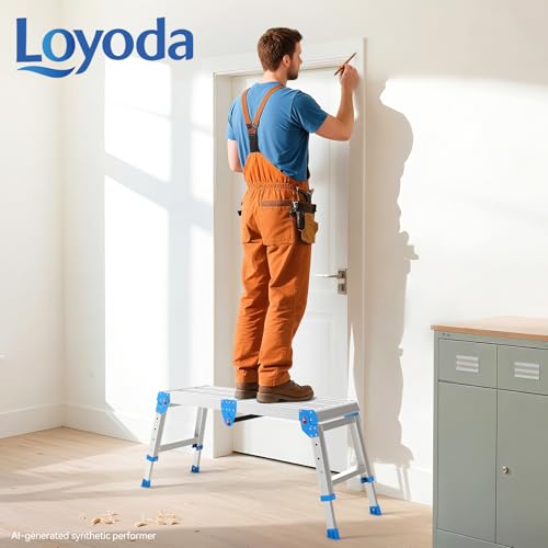 Loyoda Work Platform 500 Lbs, Folding Step Stool with One-Touch Automatic Fold, 4 Height Adjustment Step Platform, Perfect for RV Cleaning, Home Painting and Reaching High Places, Larger, Blue - size: Larger Blue