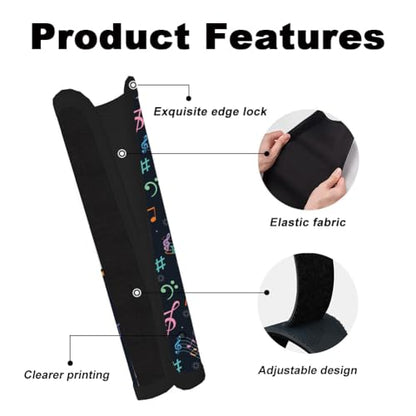 2Pcs Soft Auto Seat Belt Cover Pads, Music Note Car Seatbelt Shoulder Cushion for Comfortable Driving, Compatible with All Cars' Seatbelt and Backpack Straps 11x2.4inch - color: Music Note