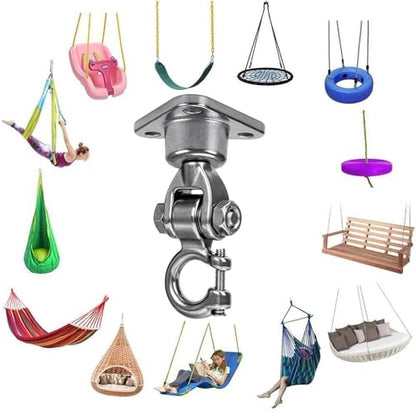 Heavy Duty Stainless Steel Swing Hanger with 360°+180°Rotation 1500LB Capacity,Triangular Fixation for Playground Hammock Chair,sandbag Porch Swing - style: 3-holes