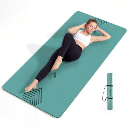 EaseUp Large yoga mat,73’x35.5’x0.4’,extra thick and wide,10mm pilates mat,non-slip exercise mat,workout mats for home gym - color: Green/light green