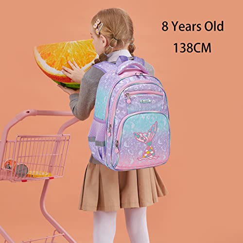 Cusangel Backpack for Girls Boys School Bookbags Kindergarten Elementary Lightweight Waterproof Multifunctional Large Capacity for Backpack (16 inch Fun Prints) - color: Sea Mermaid 16in