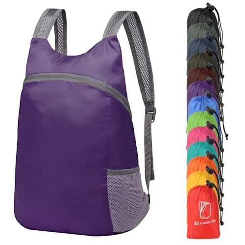 20L Hiking-Daypack Lightweight Foldable Travel Packable Backpack for Camping Cycling Outdoor,Purple - color: Purple