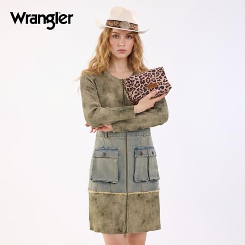 Montana West X Wrangler Travel Makeup Bag Waterproof Cosmetic Bag Portable Makeup Pouch for Women Large Toiletry Bag - color: Leopard
