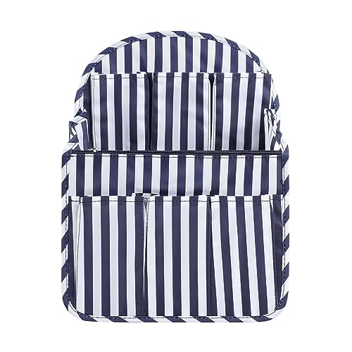 Surblue Backpack Organizer Insert Liner Hanging Travel Rucksack Purse and Handbag Insert Pocket, High-capacity Divider Foldable Nylon Shoulder Bag Organizer for Men and Women, (NavyStripes, L) - color: NavyStripes, size: L