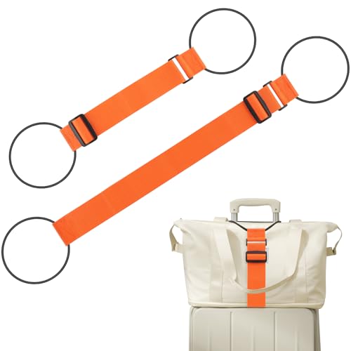 2 Pack Luggage Straps Bag Bungee,Adjustable Elastic Travel Belts for Add a Bag,Suitcase Strap for Attaching Extra Bags,Purse,Backpack,Handbag,Luggage Accessories (Orange) - color: Orange