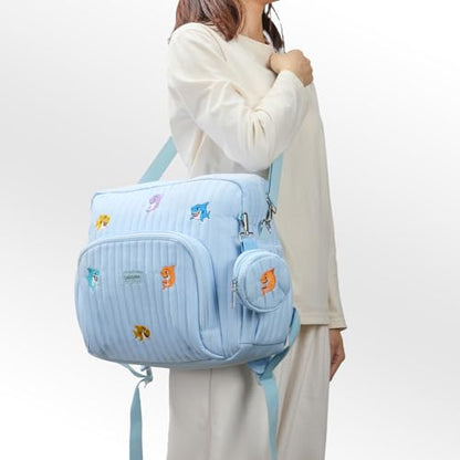 GOBABYMART Diaper Bag Backpack with Changing Pad - Travel Baby Bag, Insulated Bottle Pockets, Stroller Straps (Medium - Blue Sharks) - color: Medium - Blue Sharks