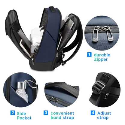 BANGE Business Commute Backpack Waterproof fit 15.6 Inch adopt in Commute,Travel Durable Backpack (Blue) - color: Blue(no Charge Port)