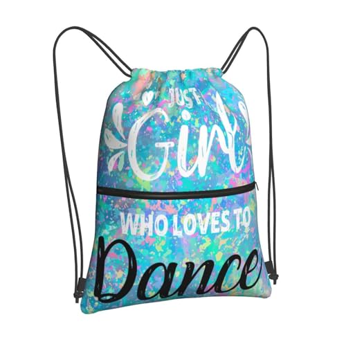 Dance Theme Women Drawstring Backpack, Waterproof Drawstring Bag for Gym Shopping Sport Yoga Dance Rehearsal, Birthday Gift for Ballet Dancer Actor Actress, Sackpack Bag with Zippered Pocket - color: Dance