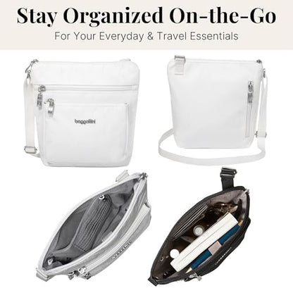 Baggallini Pocket Crossbody Bags for Women 8x8 Small Lightweight Durable Water-resistant Travel Purse W/Rfid - color: White