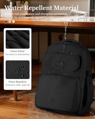 Simple Aesthetic Black Backpacks For School,Lightweight Casual College Backpack Women,Travel Laptop Daypack Men,Waterproof Middle School Book bag For Teens Boys Girls - color: A1-black