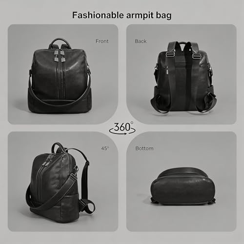 Women's Backpack with Wristlet Set, Large Capacity Tote Backpack for Women, Fashion Travel Backpack & Stylish Mommy Bag (Black Leopard) - color: Black Leopard