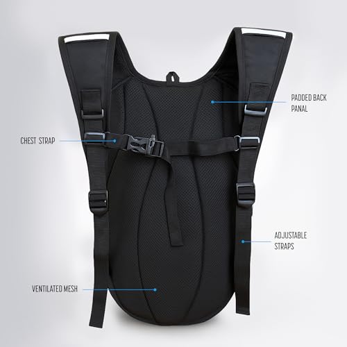 Hiking Backpack with XL Water Bladder (4L, 135oz) Wide-Mouth Hydration Bag with Leakproof Bite-Valve, Easy-Fill Ice Opening, Ergonomic Padded Comfort (Extra Large 1+ Gallon Capacity)