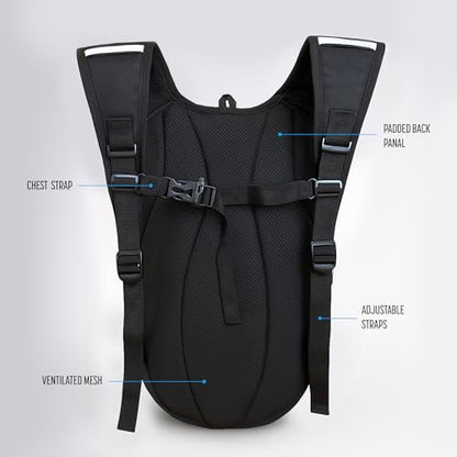Hiking Backpack with XL Water Bladder (4L, 135oz) Wide-Mouth Hydration Bag with Leakproof Bite-Valve, Easy-Fill Ice Opening, Ergonomic Padded Comfort (Extra Large 1+ Gallon Capacity)