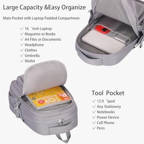 School backpack for Girls, Aesthetic Backpack for Women Men Cute Bookbag Preppy College (Grey) - color: Grey