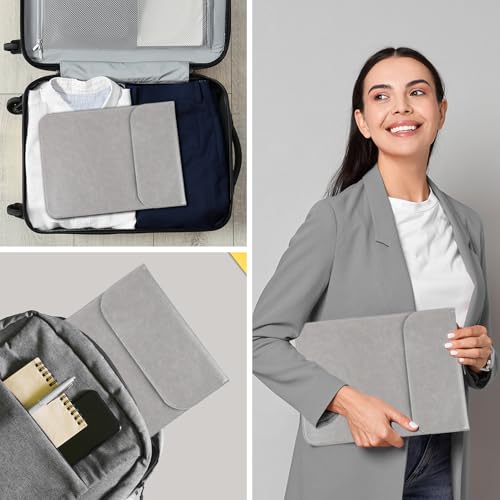 Allinside 11-12 inch Laptop Sleeve Case Compatible with MacBook Air 11 2010-2015/MacBook 12 2015-2017, Waterproof PU Leather Laptop Sleeve Bag Protective Vertical Case Cover, Gray - color: Gray, size: 11-12 in for Macbook Air 11/12/iPad