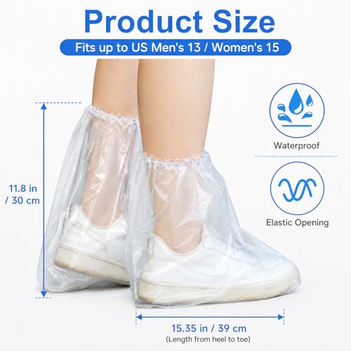 10 Pairs Waterproof Shoe Covers for Rain, Rain Shoe Covers Disposable for Men and Women, Non Slip PE Rain Shoe Covers, Perfect for Outdoor Use, Travel, Farm, Hiking (Transparent)