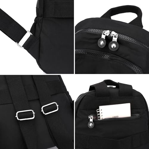 Tanweibago Mini Nylon Women Backpacks,11L Small Ladies backpacks Casual Lightweight Women Shopping Travel Daypack (Black) - color: Black