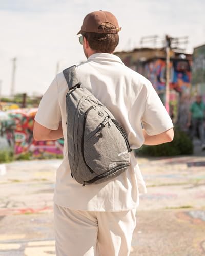 WATERFLY Sling Bag Sling Backpack Small Crossbody Shoulder Bag for Men Women Traveling Cycling Hiking Daypack - color: Grey