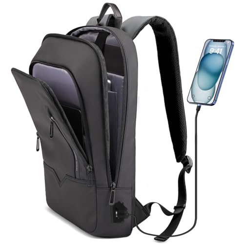 hk Backpack for Men, Business Slim Computer Bag for 17.3 Inch Laptop - color: Black, size: 17.3 Inch