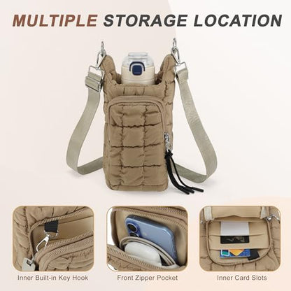 Water Bottle Carrier Bag, Convenient and Durable, Crossbody Water Bottle Holder for Hiking, Cycling - color: Khaki