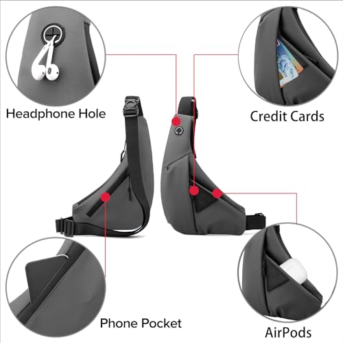 Small Sling Shoulder Crossbody Bag Men Women, Lightweight Anti-theft One Strap Casual Chest Bag Slim Backpack for Outdoor Walking Trip Hiking Biking Grey - color: Grey