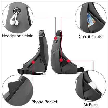 Small Sling Shoulder Crossbody Bag Men Women, Lightweight Anti-theft One Strap Casual Chest Bag Slim Backpack for Outdoor Walking Trip Hiking Biking Grey - color: Grey