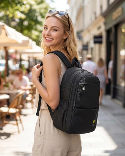 Airlines Personal Item Bag 17x10x9 Travel Backpack Carry On Flight Approved Lightweight Causal Bookbag for College (Black) - color: Black