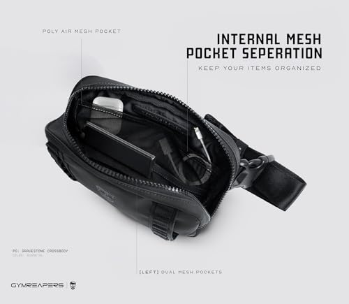 Gymreapers Travel Small Crossbody Bags for Men & Women with Hidden Pocket - Waterproof Crosssbody Fanny Pack for Men with Adjustable Shoulder Sling Belt for Traveling, Running & Hiking (Gunmetal) - color: Gunmetal
