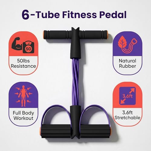Pedal Resistance Bands with Handles, Multifunction Tension Rope for Arm, Leg, Waist and Shoulder Training - color: Purple 02